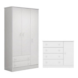 Guarda Roupa 2617 E Cômoda Infantil 2561 Doce Sonho Branco