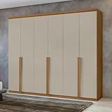 Guarda Roupa 6 Portas 4 Gavetas 100 Mdf Alonzo Amêndoa Clean Off White