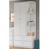 Guarda Roupa Bebê 2 Portas 2 Gavetas Sonho Rústico branco