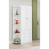Guarda Roupa Bebê Arco íris Canto 2 Portas 3 Gavetas Branco
