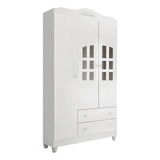 Guarda roupa Carolina Baby Provençal 3 Portas Cor Branco brilho De Mdp Com 3 Portas De Dobradiças