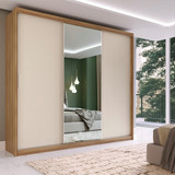 Guarda Roupa Casal 3 Portas 1 Espelho 100 Mdf London Wt