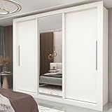 Guarda Roupa Casal 3 Portas 1 Porta Espelhada Milão Yescasa Branco
