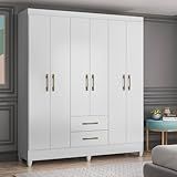 Guarda Roupa Casal 6 Portas 2 Gavetas 153x182cm Panamá Moval Cor Branco