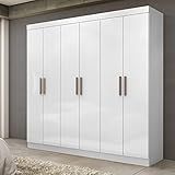 Guarda Roupa Casal 6 Portas 2 Gavetas Paris Espresso Móveis Branco