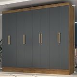 Guarda Roupa Casal 8 Portas 4 Gavetas Jatobá Yescasa Nature Chumbo