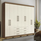 Guarda Roupa Casal 8 Portas 6 Gavetas C Pes Santos Andira Cor Jatob areia