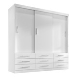 Guarda Roupa Casal Capri 3 Portas Correr 9 Gav Cor Branco