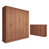 Guarda roupa Casal Carter 6 Portas 3 Gavetas Com Cômoda 2