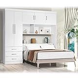 Guarda Roupa Casal Com Cabeceira Baú 5 Portas 3 Gavetas E Prateleiras Cancun Siena Móveis Branco