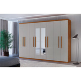 Guarda Roupa Casal Hera Premium Com Espelho 8 Portas Moderna Cor Naturalle off White