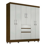 Guarda Roupa Casal Lia 6 Portas Cedro Off White Cor Cedro branco Off