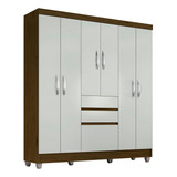 Guarda Roupa Casal Lia 6 Portas Cedro Off White