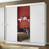 Guarda roupa Casal Madesa Veneza 3 Portas Correr C Espelho Cor Branco