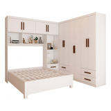 Guarda roupa Casal Modulado Com Cama Paradise 10 Portas Cor Branco