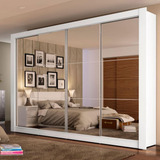 Guarda roupa Casal Montana Branco 4 Portas De Espelho madesa