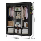 Guarda Roupa Casal solteiro Dobrável Multiuso 3 Porta Cor Preto