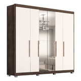 Guarda Roupa Casal Valencia 6 Pts 6gav C Esp Com Pés Cor Chocolate off White