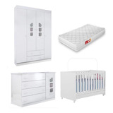 Guarda Roupa Cômoda E Berço Phoenix Baby Lívia 4 Peças