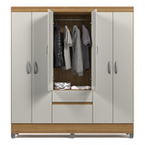 Guarda Roupa De Casal Ideal Para Quarto Grande Com 6 Portas E 2 Gavetas Organizadoras Cor Nature Champanhe