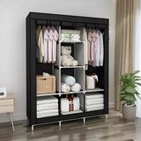 Guarda Roupa Dobrável 3 Portas Multiuso Preto Casal solteiro