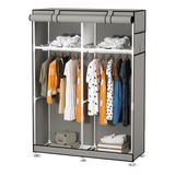 Guarda Roupa Dobrável Organizador Armário Portátil Multiuso Cor Cinza