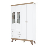 Guarda Roupa Infantil 4 Portas Confete Branco Brilho