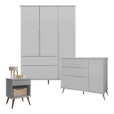 Guarda Roupa Infantil Com 3 Portas Cômoda E Mesa Lateral