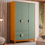 Guarda Roupa Ipê De Solteiro 3 Portas 2 Gavetas Organizadoras Com Cabideiro Para Quarto Cor Cinamomo Salvia