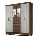 Guarda Roupa Lia 6 Portas C espelho Terraro Naturaly Cor Terraro naturaly