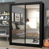 Guarda roupa Madesa Dallas Plus 2 Portas De Espelho 4 Gav Cor Preto 10948n2e4g