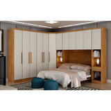 Guarda roupa Modulado De Casal Safira 002 Mdf Horizonte Cor Cumaru Fendi