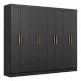 Guarda roupa Roupeiro Maxel Paris 8 Portas 4 Gavetas Mdp Cor Preto