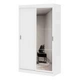 Guarda Roupa Solteiro 2 Portas De Correr Com Espelho Carraro Cor Branco