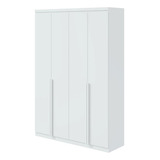 Guarda Roupa Solteiro Alonzo 4 Portas Branco Brilho Lopas