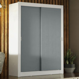 Guarda roupa Solteiro Denver Madesa 2 Portas De Correr Bc Cor Branco cinza
