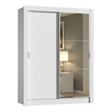 Guarda roupa Solteiro Madesa Dallas 2 Portas Correr Espelho Cor Branco