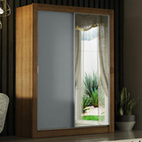 Guarda roupa Solteiro Madesa Denver 2 Portas C Espelho R Cor Rustic cinza