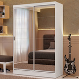 Guarda roupa Solteiro Madesa Luke 2 Portas Correr De Espelho Cor Branco 104409a 2e