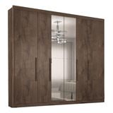 Guarda Roupa Valencia Casal 6 Portas 6 Gav Com Espelho Cor Chocolate