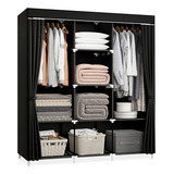 Guarda Roupas Dobrável Casal Armário Prateleira Organizadora Cor Preto Estocasa Xhmpyc02g