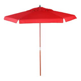 Guarda Sol Madeira Piscina Jardins Ombrelone 2 Metros Belfix Cor Vermelho