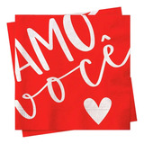 Guardanapo Amo Você Vermelho C 20 Unidades Cromus