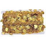 Guarnição De Borla De Lantejoulas Em Forma De Moeda De 10 Jardas Cinto De Borla De Dança Do Ventre Dourado Lenço De Quadril Suprimentos De Roupas Nacionais Lantejoulas De Fantasia Envoltório De Cor