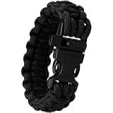 Guepardo- Pulseira De Sobrevivência- Paracord Survival Pro- Com Apito- Resistente E Versátil- Ideal Para Situações De Emergência- Durável- Multiuso- Preto