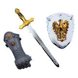 Guerreiro Medieval Espada Escudo E Armadura Punho Bracelete