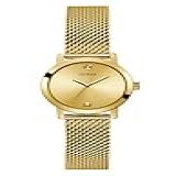 GUESS Relógio Analógico Feminino De Malha Dourada Com Diamante US Tom Dourado