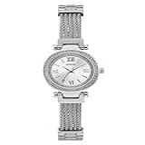 GUESS Relógio Feminino De Quartzo Com Pulseira De Aço Inoxidável Prateado NS GUESS Relógio De Pulseira De Arame Petite Feminino