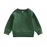 Gueuusu Moletom Infantil Infantil De Gola Redonda De Algodão Manga Longa Cor Sólida Pulôver Casual Primavera Outono- Verde- 6-12 Meses