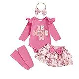 Gueuusu My First Valentines Day Macacão De Manga Comprida Saia Tutu De Coração Polaina Faixa De Cabeça Roxa 12 18 Meses